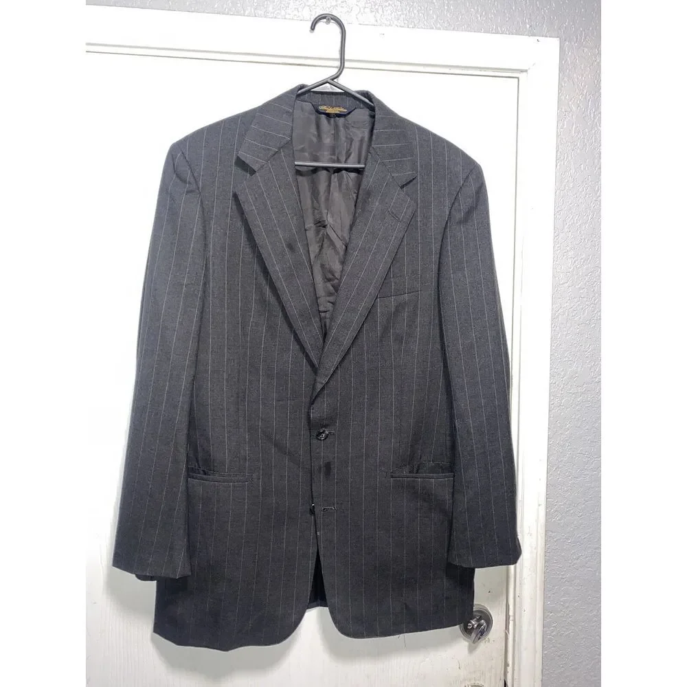 BROOKS BROTHERS Striped 100% SPORT COAT sz 39L‎ blazer suit jacket Black